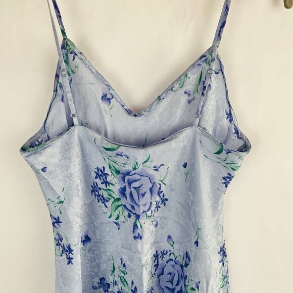 August Silk Womens Vintage Y2K Slip Dress Sz Medium Blue Floral Cottagecore Boho - Picture 13 of 14